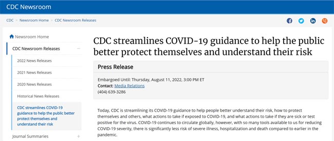 CDC宣布放宽新冠防疫政策！密接者免隔离，取消社交距离，学生接触病毒后仍可上课！