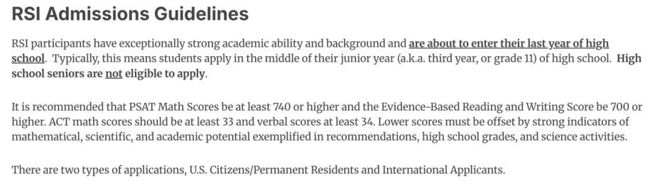 RSI Admissions Guidelines